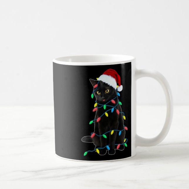 Black Cat Julgran Ljus Roligt Santa Kitten L. Kaffemugg (Höger)