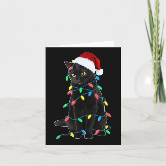 Black Cat Julgran Ljus Roligt Santa Kitten L. Kort (Framsida)