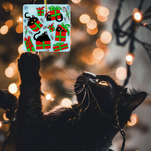 Black Cat Julklapp Julgransprydnad Keramik