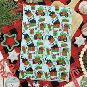Black Cat Julklapp Kökshandduk