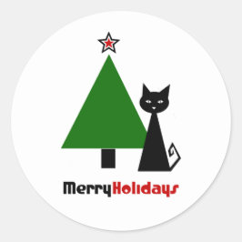 Black Cat-julklapp, rund etikett