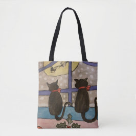 Black Cat-julklapp, tote Bag Tygkasse