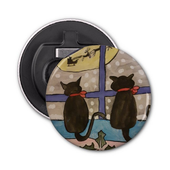 Black Cat-julknapp - flasköppnare (Framsidan)