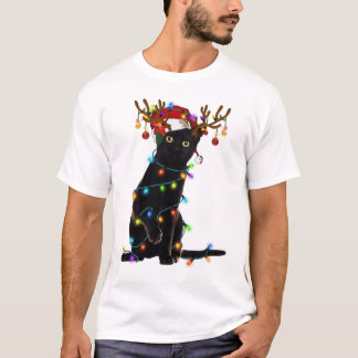 Black Cat-julljus, fin Cat Lover Julafton T Shirt