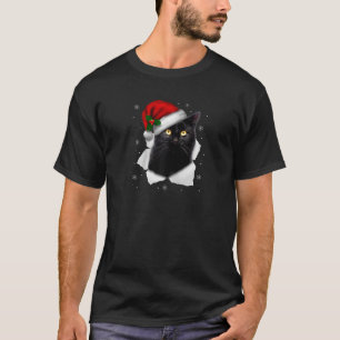 Black Cat jultomten Hat Funny Cat Lover Chri T Shirt