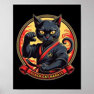 Black Cat Karate För manar kvinnor Kids Poster