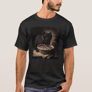 Black Cat Kärlek Apple Paj T Shirt