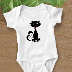 Black Cat Kärlek Cute Tecknad Kattunge Baby Bodyk T Shirt