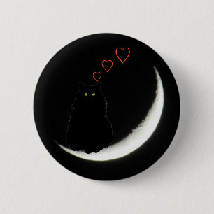 Black Cat Kärlek du till Måne och bak Knapp