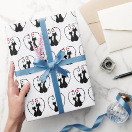 Black Cat Kärlek Hearts Presentpapper