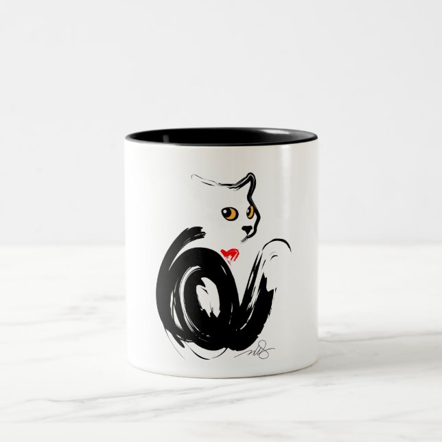 Black Cat Kärlek Två-Tonad Mugg (Center)