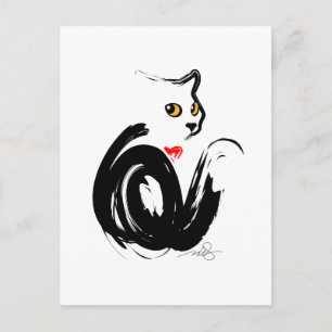Black Cat Kärlek Vykort