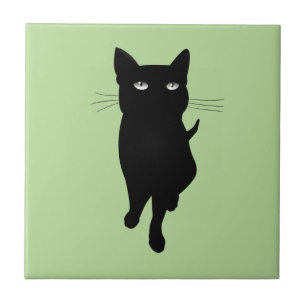 Black cat kattdjur gothic kattunge kakelplatta