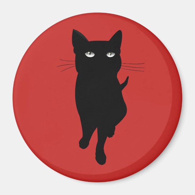 Black cat kattdjur gothic kattunge magnet (Framsidan)