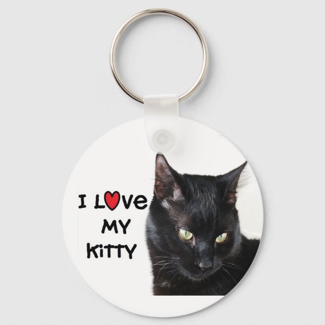 Black Cat Keychain "I kärlek mitt Kattunge Nyckelring (Framsida)