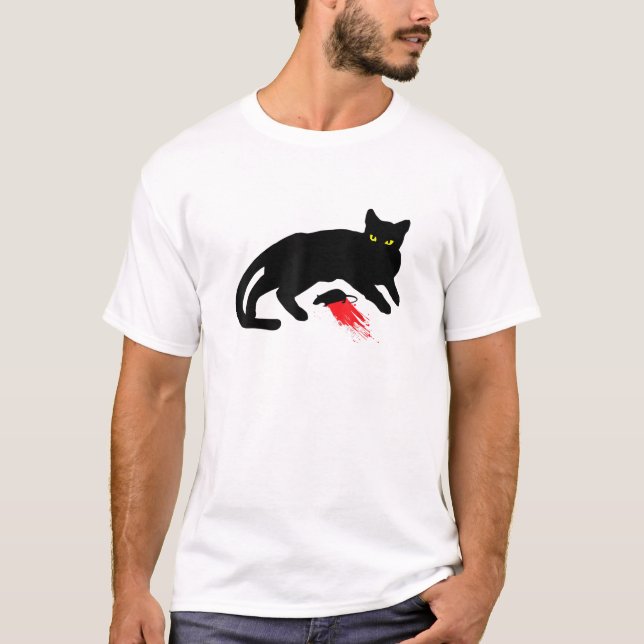 Black Cat Killer instinerar uttjänt mus Punk Goth T Shirt (Framsida)