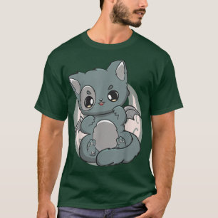 Black Cat Kitten Cute Chibi Anime Neko Pastel Goth T Shirt