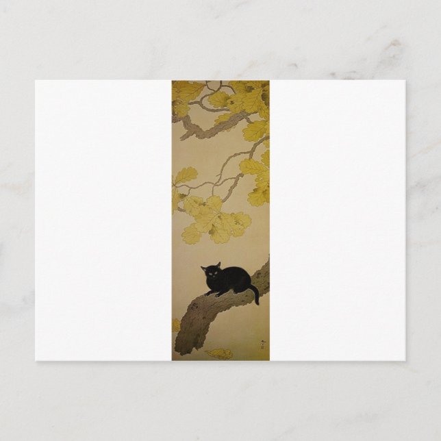 Black Cat (Kuroki Neko) från Hishida Shunso Vykort (Framsida)