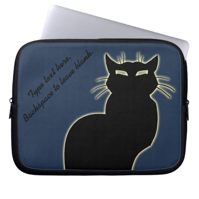 Black Cat Laptop sleeve personalize Cat Lover Fodr (Framsidan)