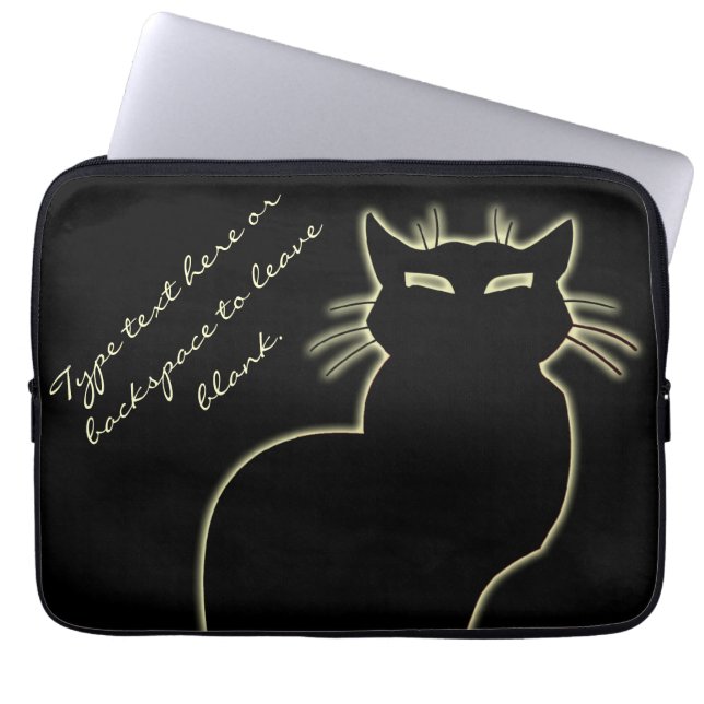 Black Cat Laptop sleeve personalize Cat Lover Fodr (Framsidan)