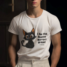 Black Cat leende tror att han bryter spegel T Shirt