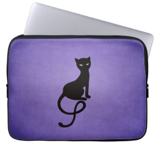Black cat lila gothic laptop sleeve