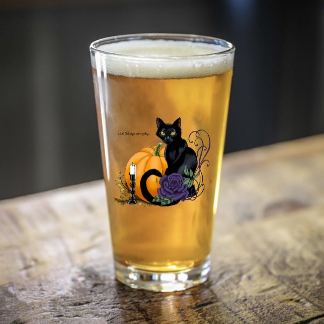 Black Cat Lila Ro Pumpkin Halloween Glaskopp (Skapare uppladdad)