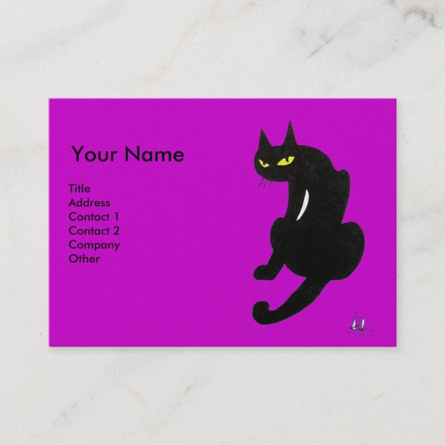 BLACK CAT, Lila Violet Pearl Papper Visitkort (Framsida)