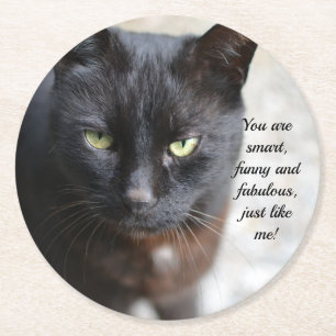 Black Cat Lover-bild med motiv offert Underlägg Papper Rund