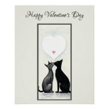 Black Cat Lover Heart Valentine Day No2