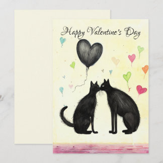 Black Cat Lover Heart Valentine Day No3 Tack Kort