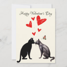 Black Cat Lover Heart Valentine Day Tack Kort
