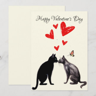 Black Cat Lover Heart Valentine Day Tack Kort