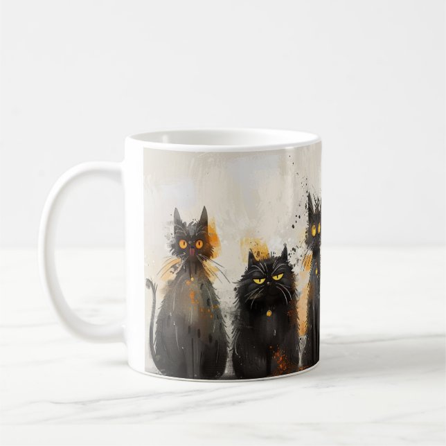 Black Cat Lover Illustrated Coffee Mugg (Vänster)
