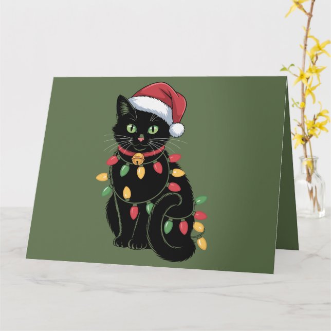 Black Cat Lover jul Kitten Gift Cat Mamma Julafton Kort (Gul blomma)