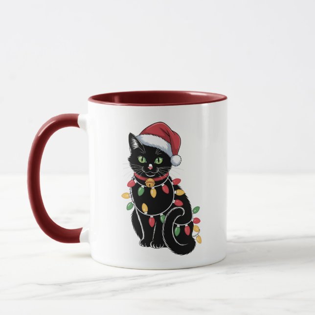 Black Cat Lover jul Kitten Gift Cat Mamma Julafton Mugg (Vänster)