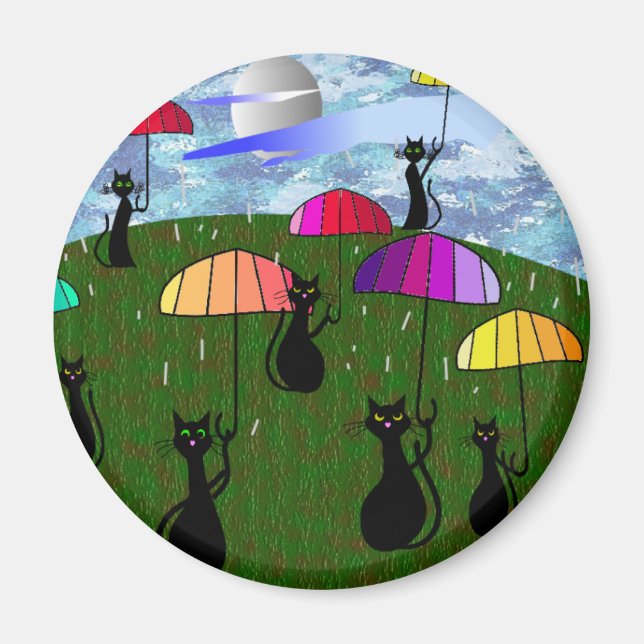 Black Cat Lovers Art Gifts Magnet (Framsidan)