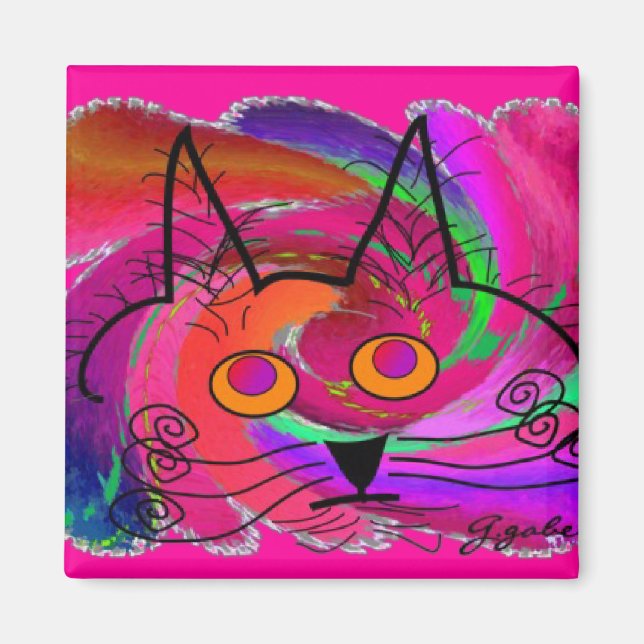 Black Cat Lovers Art Gifts Magnet (Framsidan)