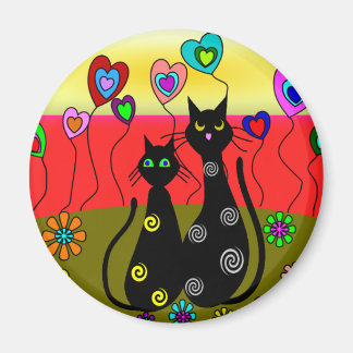 Black Cat Lovers Art Gifts Magnet