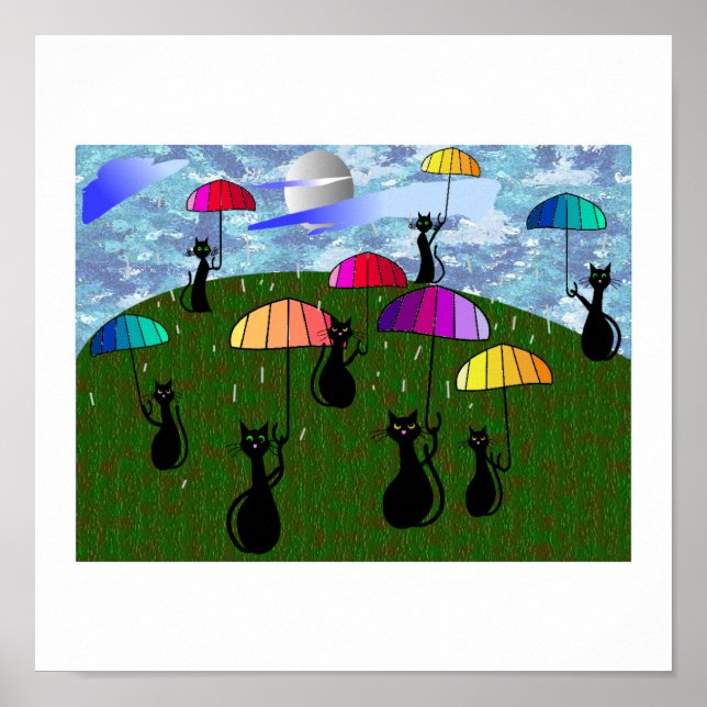 Black Cat Lovers Art Gifts Poster (Framsidan)