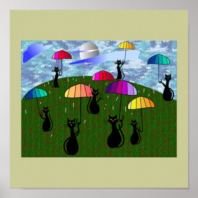 Black Cat Lovers Art Gifts Poster (Framsidan)