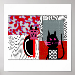 Black Cat Lovers Art Gifts Poster