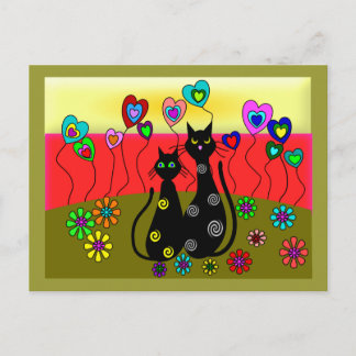 Black Cat Lovers Art-presenter Vykort