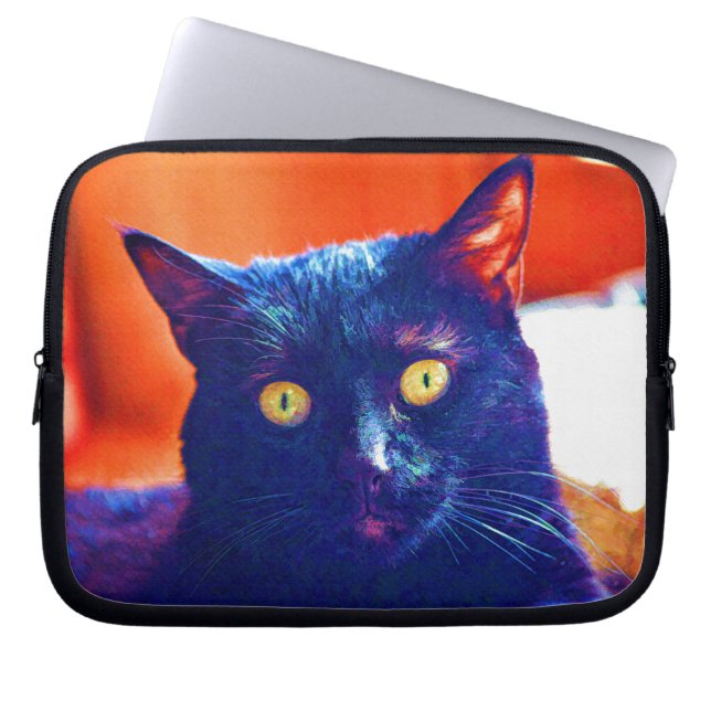 Black Cat Lucky Kattdjur Cat Art Laptop Fodral (Framsidan)