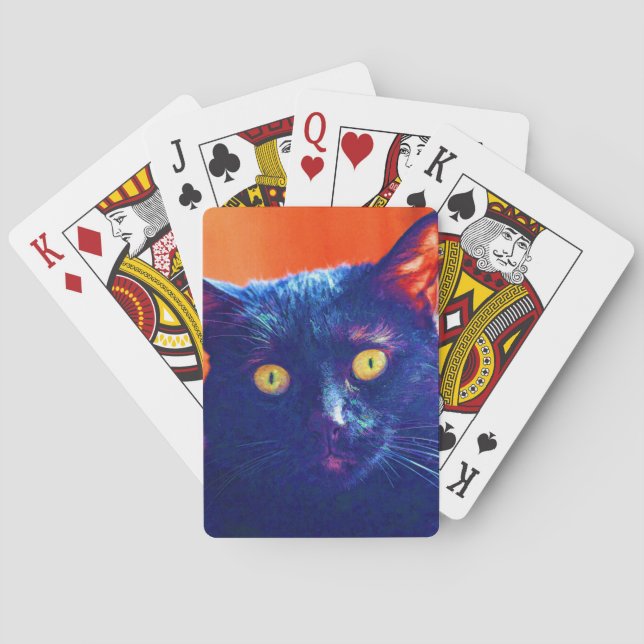 Black Cat Lucky Kattdjur Cat Art Spelkort (Baksidan)