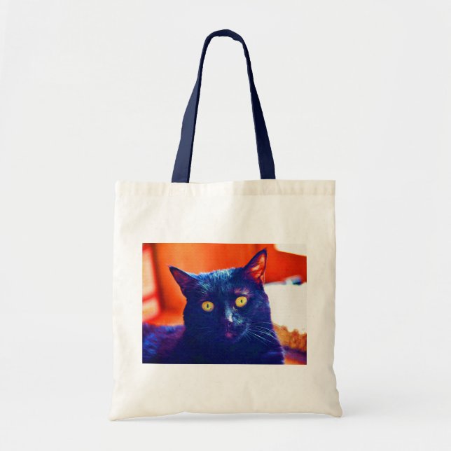 Black Cat Lucky Kattdjur Cat Art Tygkasse (Framsidan)