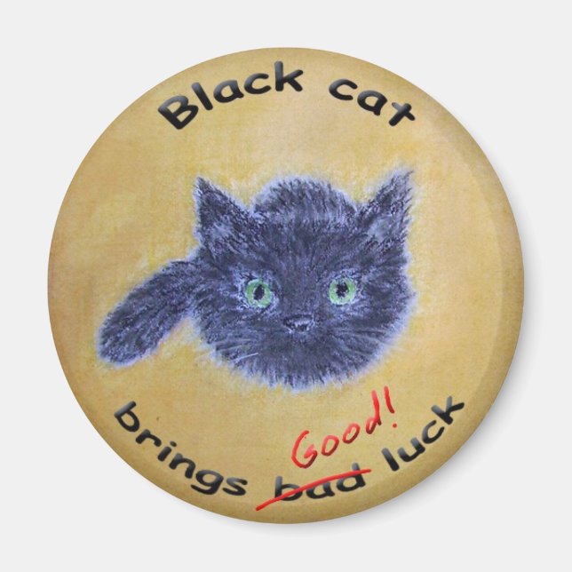 Black cat lycka till magnet (Framsidan)