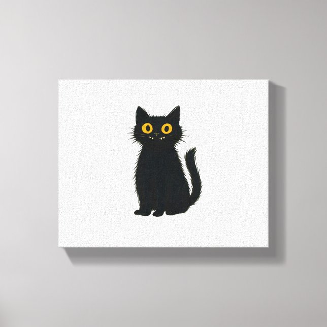 Black Cat Magic - Cute Halloween & Mystic Cat Art Canvastryck (Framsida)