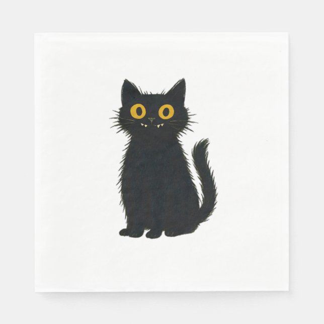 Black Cat Magic - Cute Halloween & Mystic Cat Art Pappersservett (Framsidan)