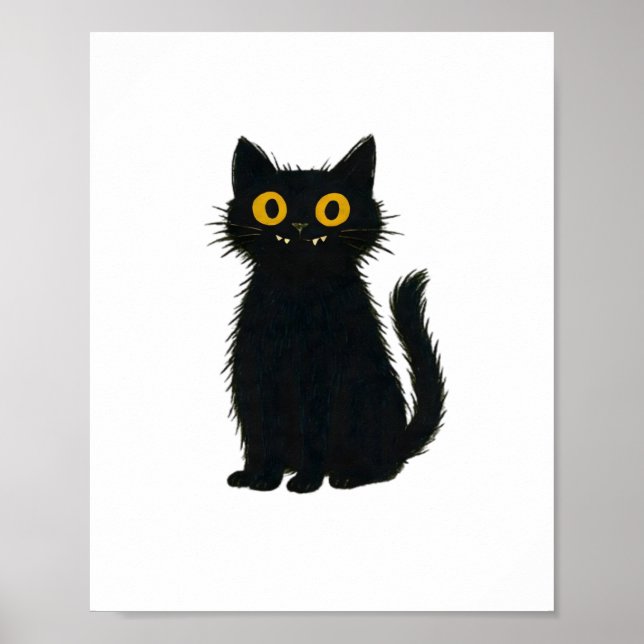 Black Cat Magic - Cute Halloween & Mystic Cat Art Poster (Framsidan)
